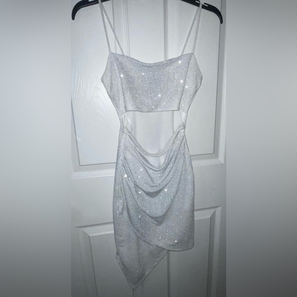❤️Windsor White w Sparkling Silver Homecoming  Dress Size Small